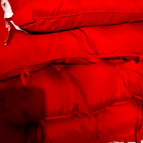 EUC Pier One Super Fluffy Tufted Bold Red Chair Cushions Set Of 5 - Picture 2 of 4